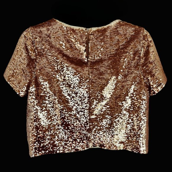 Gold Sequin Short Sleeve Color Changing Blouse Size Small - Picture 2 of 16